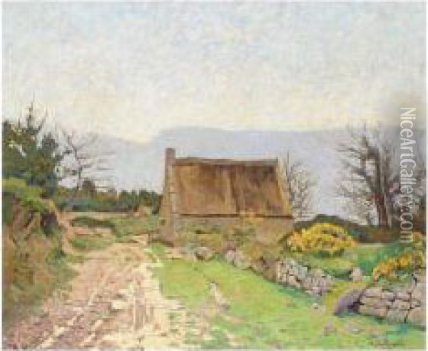 Chaumiere En Bretagne Oil Painting - Henri Delavallee