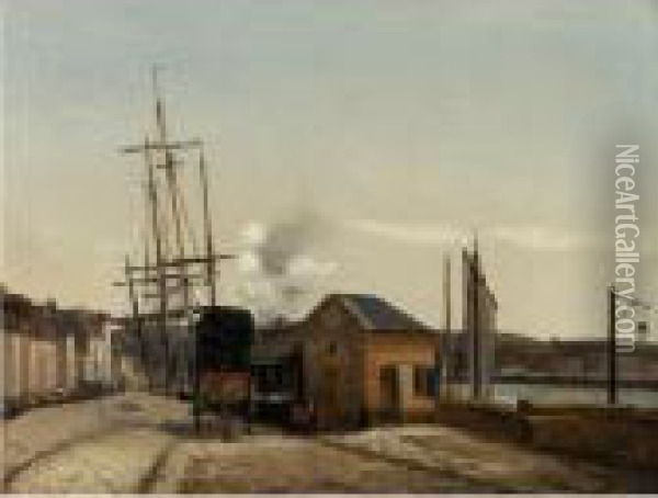 The Port Of Rouen Oil Painting - Jean-Baptiste-Camille Corot