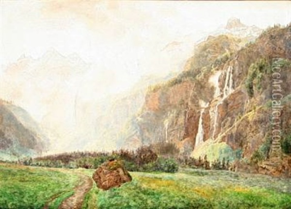 From Kandersteg In Switzerland Oil Painting - Janus la Cour