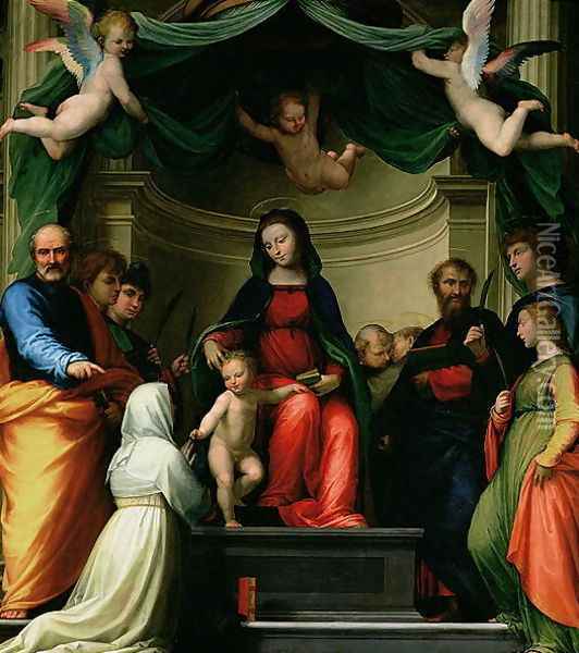 The Mystic Marriage of St. Catherine of Siena with Saints 1511 Oil Painting - Fra Bartolommeo della Porta