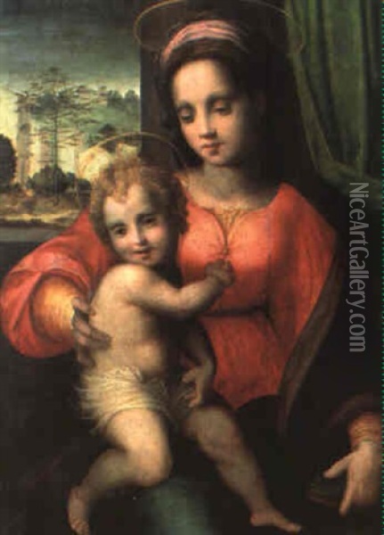 Madonna Col Bambino Oil Painting - Domenico Puligo