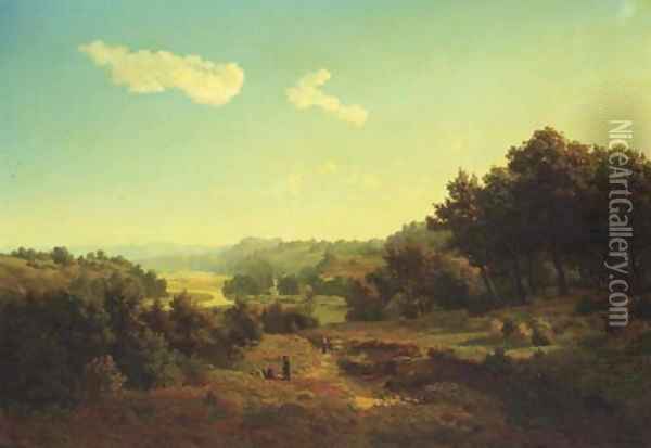 Travellers walking through the Ruhr valley Oil Painting - August Lutttmann