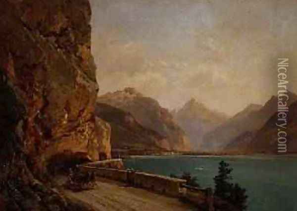An Italian Lake Oil Painting - Bernhard Muhlig