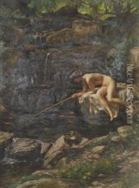 Fishing, 
The Nymph Of The Stream Oil Painting - Sir Edward John Poynter