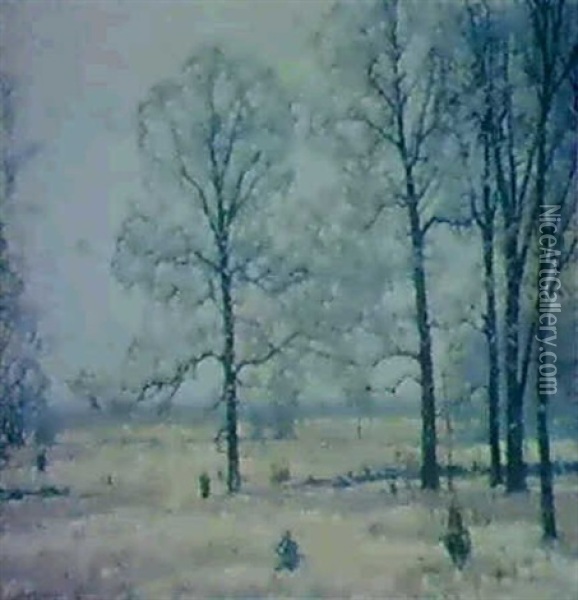 Winter Hickories Oil Painting - John Fabian Carlson