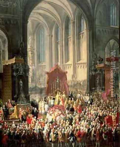 The Coronation of Joseph II 1741-90 as Emperor of Germany in Frankfurt Cathedral 1764 2 Oil Painting - Martin II Mytens or Meytens