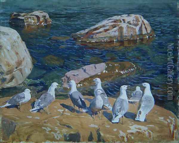 Seagulls, 1910 Oil Painting - Arkadij Aleksandrovic Rylov