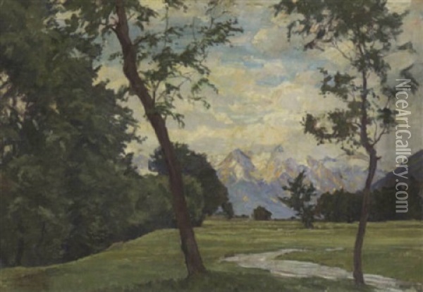 Gebirgslandschaft Oil Painting - Carl Friedrich Felber