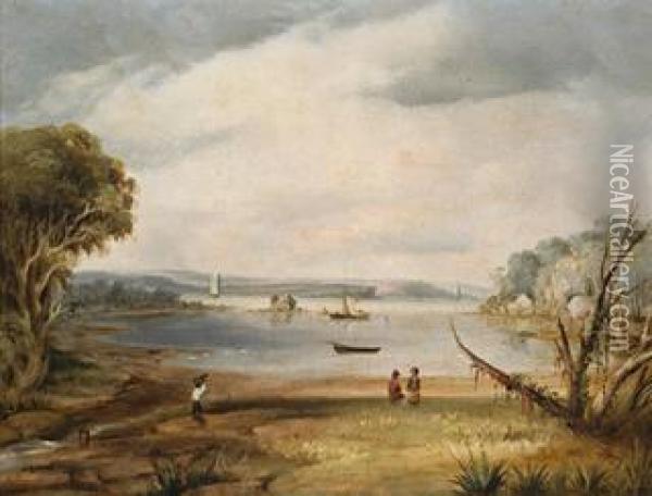 Vaucluse Bay, South Side Of Port Jackson, New South Wales Oil Painting - George Edward Peacock
