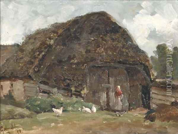 A farm-shed amongst trees Oil Painting - Paul Joseph Constantine Gabriel
