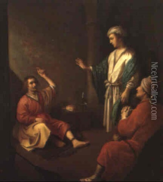 St. Joseph In Prison Explaining The Dream Of The Wine       Pourer Oil Painting - Paulus Bor