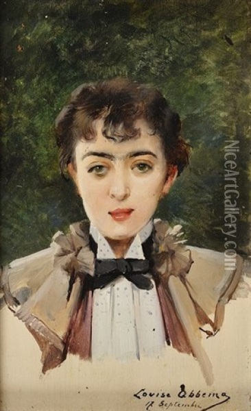 Portrait De Mademoiselle Luppe (+ Portrait De Monsieur Luppe Fils; Pair) Oil Painting - Louise Abbema