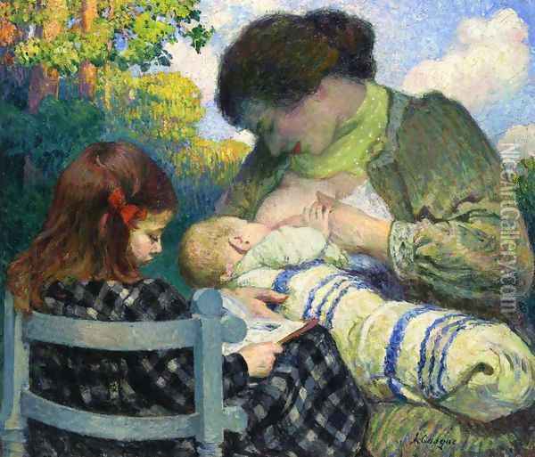 Motherhood, Madame Lebasque and Her Children Oil Painting - Henri Lebasque