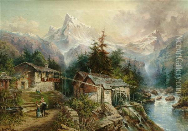 Alpine Landscape Oil Painting - Giovanni Bellini