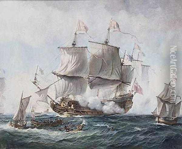 Batalla De Trafalgar Oil Painting - Ap Caledfryn