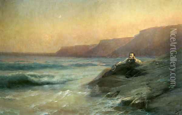 Pushkin on the seashore Oil Painting - Ivan Konstantinovich Aivazovsky