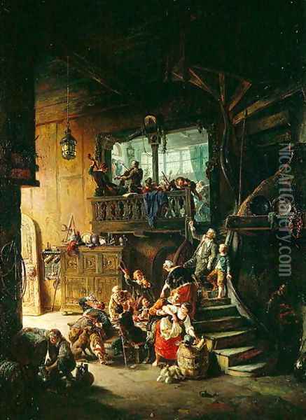 Hostelry Life, 1865 Oil Painting - August Levin von Wille