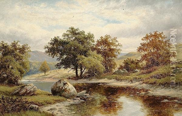 River Landscape Oil Painting - Thomas Spinks