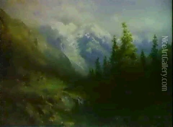 Gebirgslandschaft Oil Painting - Julius Karl Rose