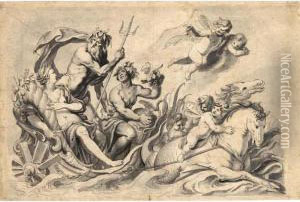 The Triumph Of Neptune And Amphitrite Oil Painting - Caspar Strauss