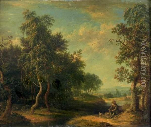 Paysage Au Berger Oil Painting - Christian Georg Schuttz II