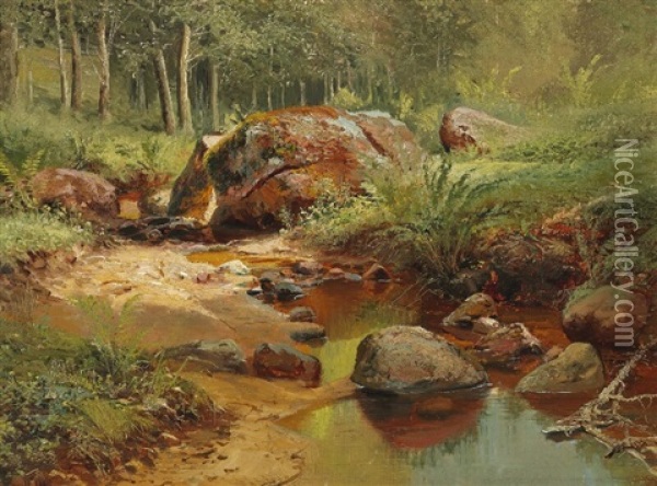 Russian Spring Landscape With A Serpentine Stream Oil Painting - Iwan Iwanowicz Shishkin