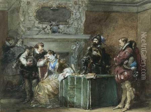 L'abdication De Marie Stuart Oil Painting - Eugene Louis Lami