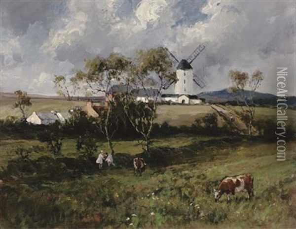 Carrowdore Windmill Oil Painting - James Humbert Craig
