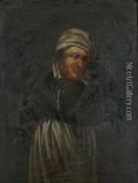 A Woman Smoking A Pipe. Oil Painting - Jan Miense Molenaer