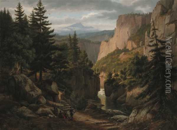 Mountainous Landscape Oil Painting - Eugen von Guerard