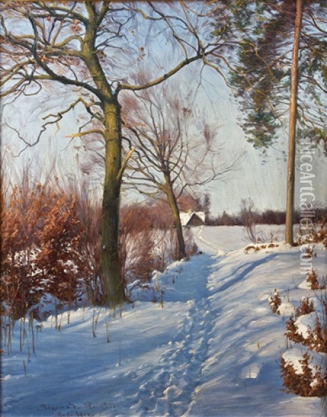 Danische Winterwaldlandschaft (rude Skov) Oil Painting - Sigvard Marius Hansen