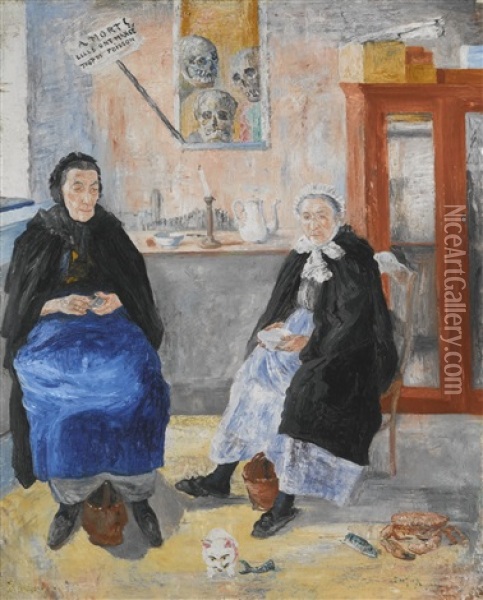 Les Poissardes Melancoliques Oil Painting - James Ensor