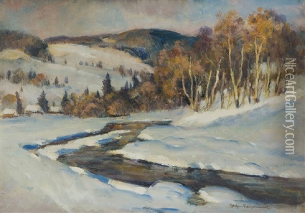 Snow At The Tatra Mountains Oil Painting - Stefan Filipkiewicz