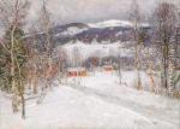 Norrlandskt Vinterlandskap Oil Painting - Anton Genberg