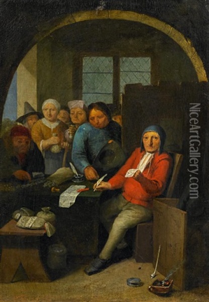 Beim Geldwechsler Oil Painting - Cornelis Dusart