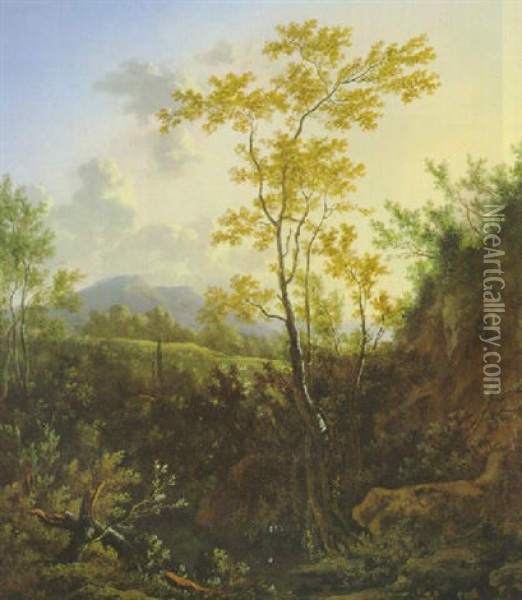 Waldlandschaft Mit Ausblick Auf Ein Gebirge Oil Painting - Adam Pynacker