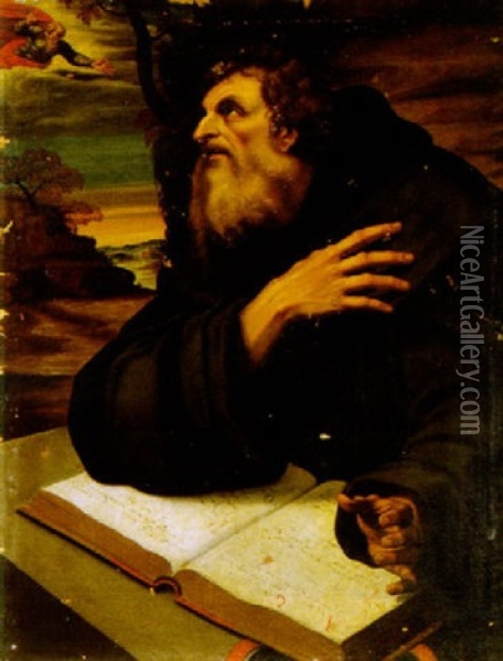 Santo Agostiniano Con Libro (sant'agostino Novello?) Oil Painting - Girolamo Muziano