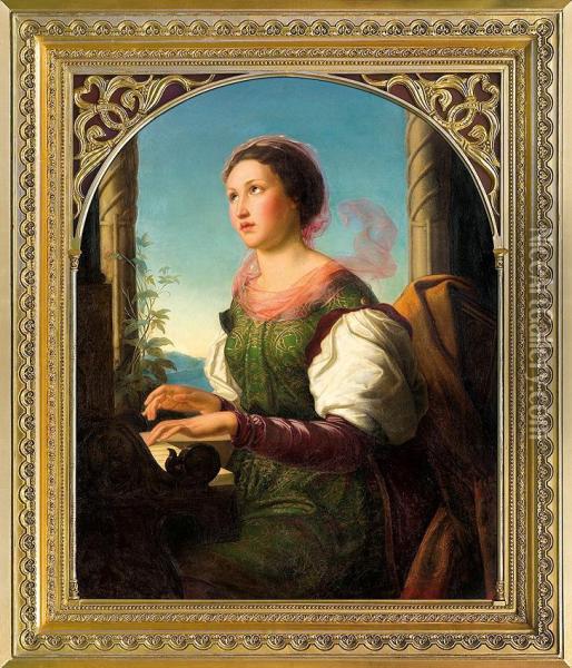 St. Cecily Oil Painting - August Christian Herman Tom Dieck