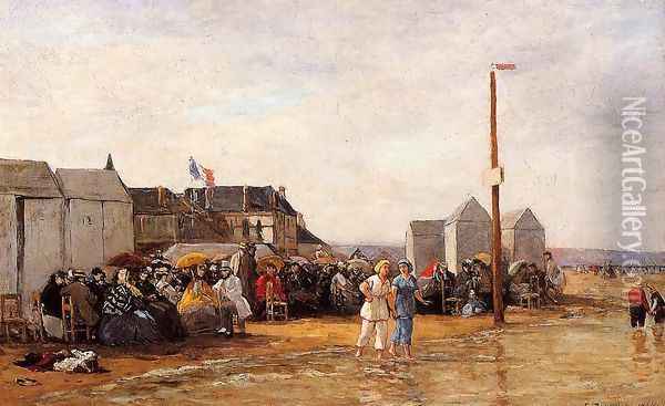 The Bathing Hour at Trouville Oil Painting - Eugene Boudin