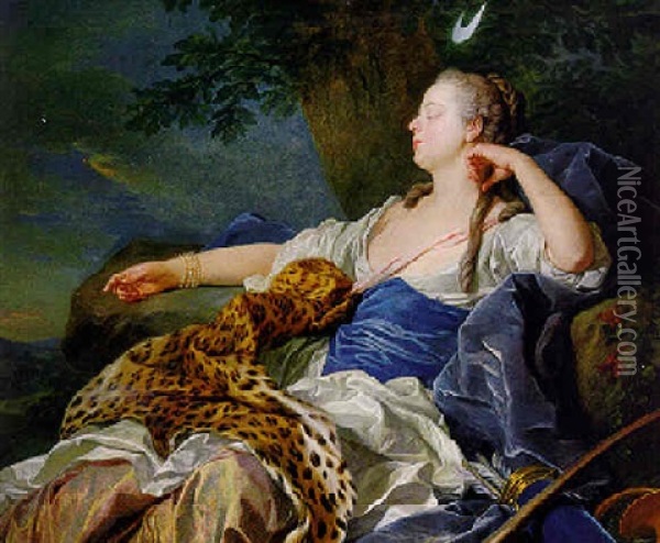 Diana Sleeping In A Landscape Oil Painting - Louis Michel van Loo