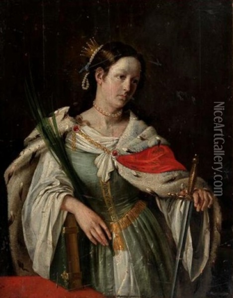 Saint Catherine Oil Painting - Ivan Fomich Khrutsky
