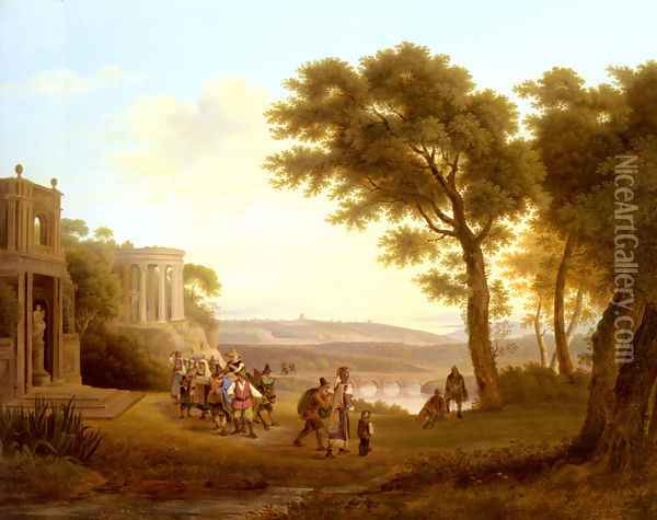 Arkadische Landschaft (Arcadian Landscape) Oil Painting - Josef Rebell