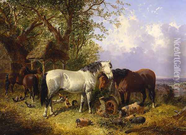 Outside the Barn Oil Painting - John Frederick Herring Snr