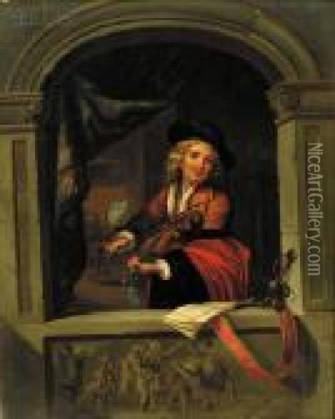 Violinist At The Window Oil Painting - Gerrit Dou