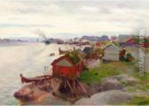 Svolvaer, Lofoten, Norge (svolvaer Lofoten, Norway) Oil Painting - Johannes Martin Grimelund