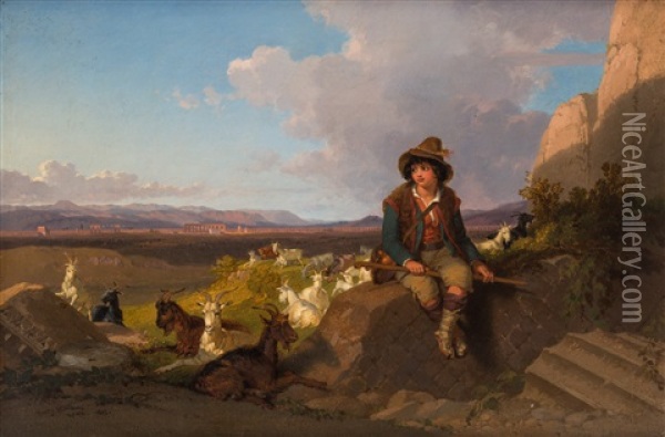Shepherd Boy Oil Painting - Penry Williams
