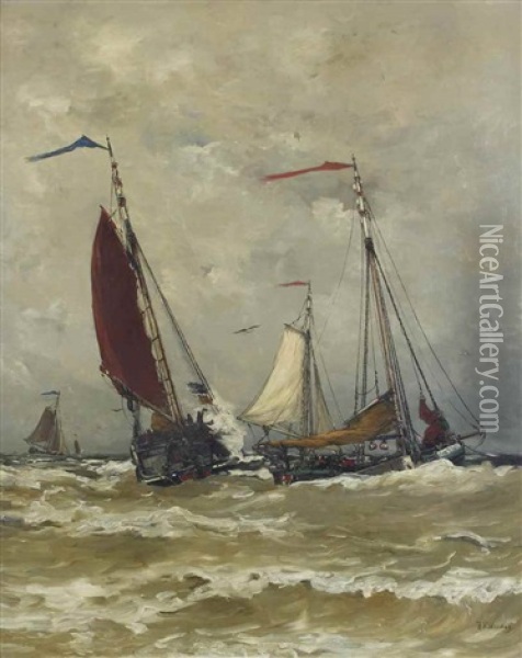 Forte Brise Oil Painting - Hendrik Willem Mesdag