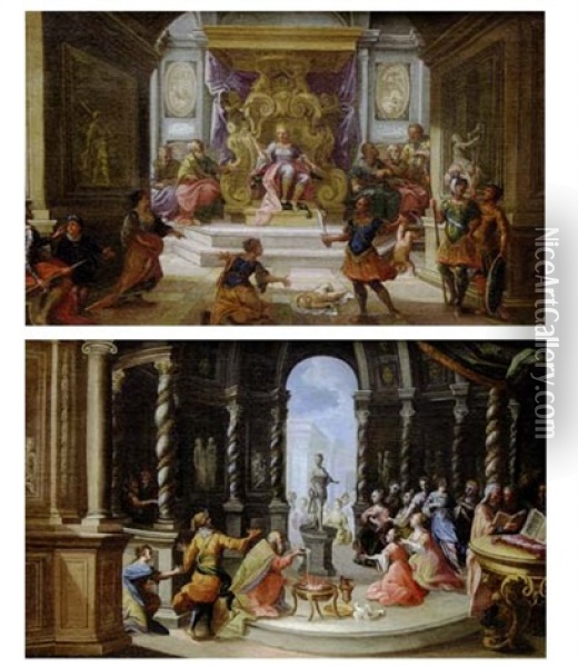 Le Jugement De Salomon (+ L'idolatrie De Salomon; Pair) Oil Painting -  Parmigianino (Michele da Parma)