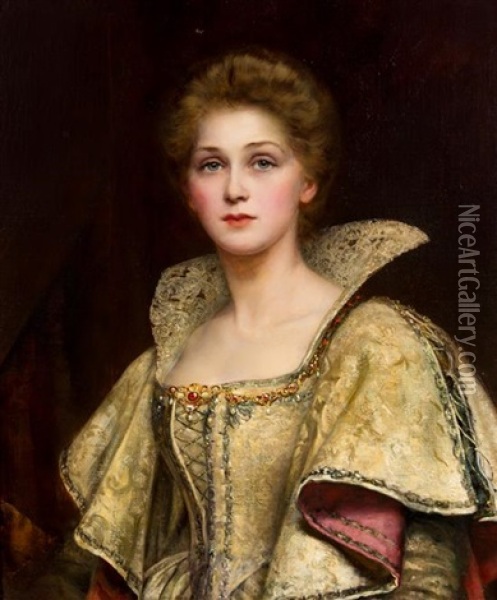 Portrait Of Amy Robsart Oil Painting - William Clarke Wontner