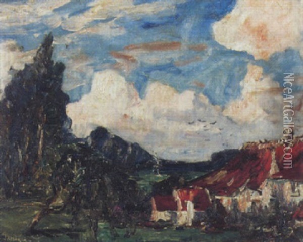 Landschaft Mit Roten Dachern Oil Painting - Armand Gustave Gerard Jamar